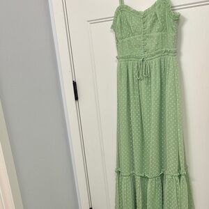 NWT Patrons of Peace Light Green boho Maxi Dress XS